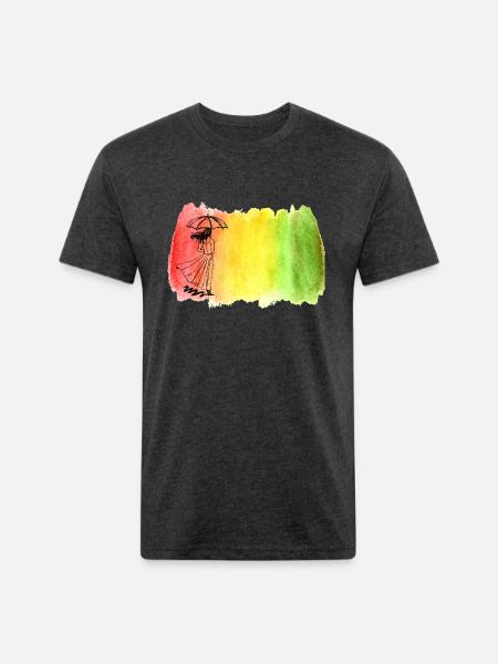 Girl with Umbrella - Unisex Poly/Cotton T-Shirt - heather black