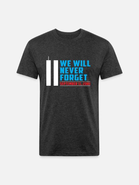 911 Never forget - Unisex Poly/Cotton T-Shirt - heather black