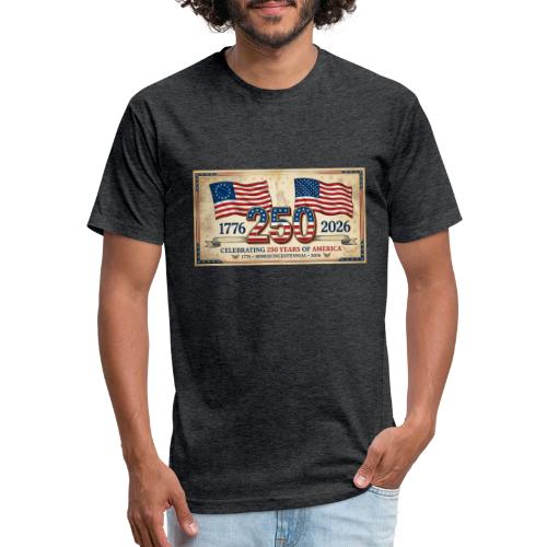 USA 250th Anniversary Flags Emblem - Unisex Poly/Cotton T-Shirt