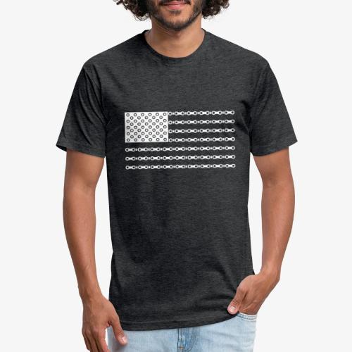 Bicycle Chain American Flag - Men’s Fitted Poly/Cotton T-Shirt