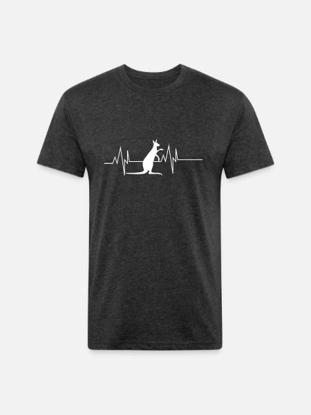 Kangaroo Heartbeat - Unisex Poly/Cotton T-Shirt - heather black