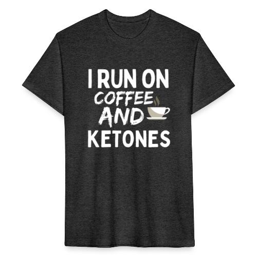 I Run On Coffee And Ketones, Funny Coffee T-Shirt - Fitted Cotton/Poly T-Shirt by Next Level