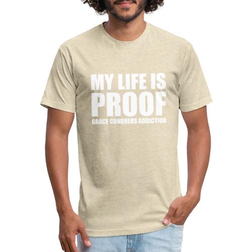 Proof: Grace Conquers Addiction - Unisex Poly/Cotton T-Shirt