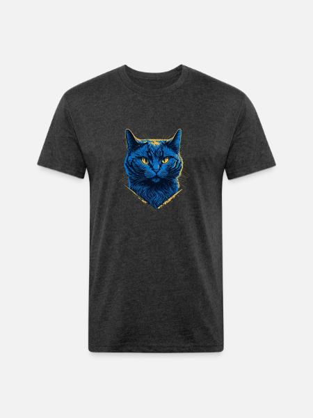 British Blue cat - Unisex Poly/Cotton T-Shirt - heather black