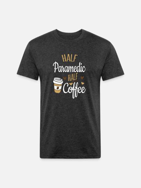 Half Paramedic Half Coffee Paramedic - Unisex Poly/Cotton T-Shirt - heather black