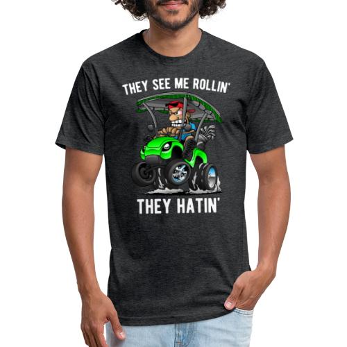 They See Me Rollin' They Hatin' Golf Cart Cartoon - Men’s Fitted Poly/Cotton T-Shirt