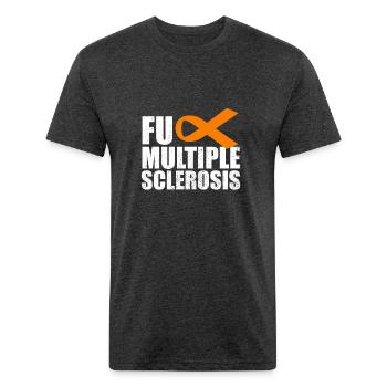 Fuck Multiple Sclerosis Ribbon MS Warrior MS - Unisex Poly/Cotton T-Shirt - heather black - Front - Jose (178cm)