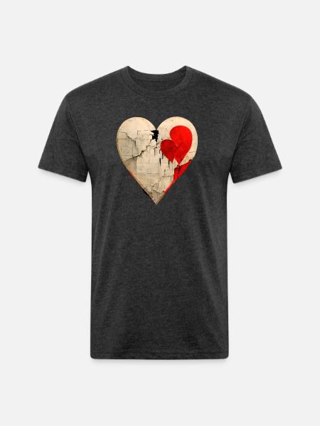 Broken Heart - Unisex Poly/Cotton T-Shirt - heather black