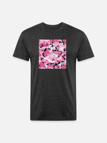 Pink Camo Camouflage - Unisex Poly/Cotton T-Shirt - heather black