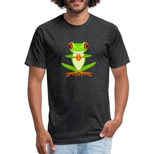 Meditating namaste red eyed tree frog doing yoga - Men’s Fitted Poly/Cotton T-Shirt