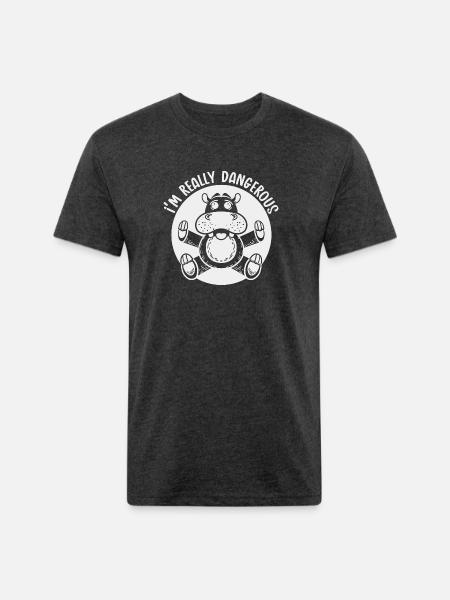 Danger Hippo Mono 1 - Unisex Poly/Cotton T-Shirt - heather black