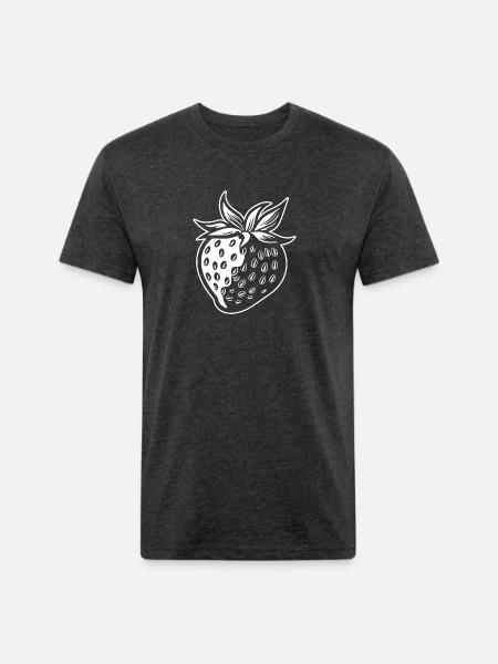 Strawberry Fruit Berries - Unisex Poly/Cotton T-Shirt - heather black