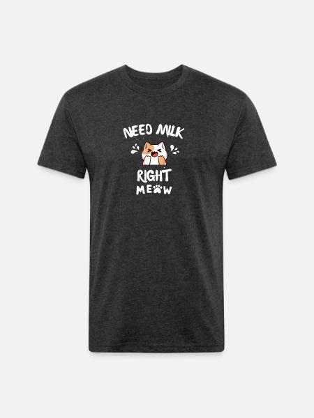 Need Milk Right Meow - Unisex Poly/Cotton T-Shirt - heather black