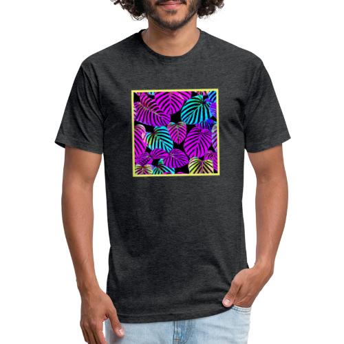 NeonLeaf Harmony Vibrant Pattern - Men’s Fitted Poly/Cotton T-Shirt