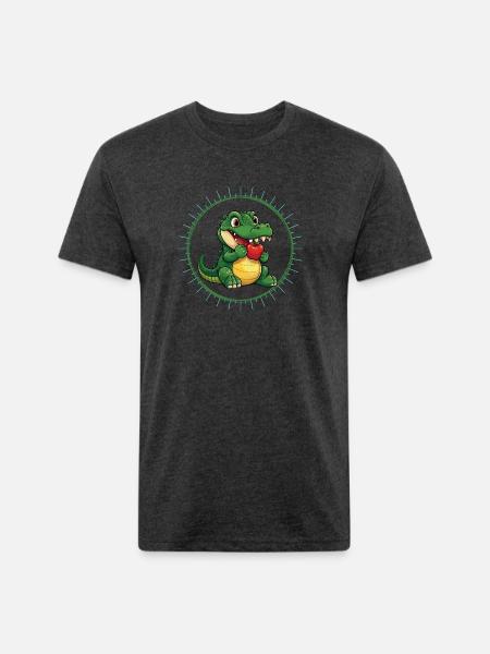 Alligator Apple Cute - Unisex Poly/Cotton T-Shirt - heather black