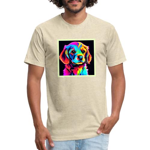 Rainbow Dog Portrait Art - Unisex Poly/Cotton T-Shirt
