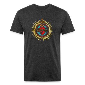 Sacred Heart Of Jesus Catholic Art Traditional Lat - Unisex Poly/Cotton T-Shirt - heather black - Front - Jose (178cm)