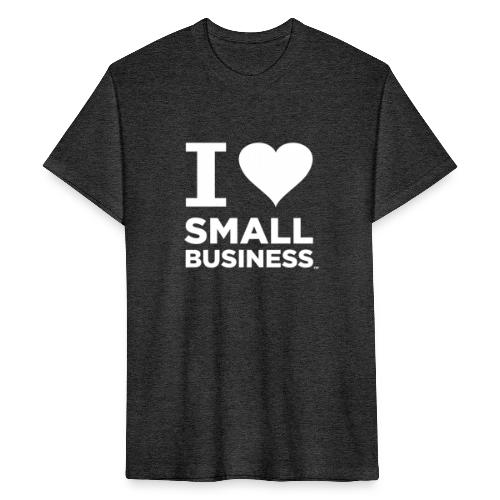 I Heart Small Business Logo (All White) - Fitted Cotton/Poly T-Shirt by Next Level