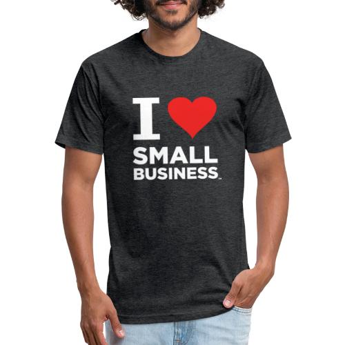 I Heart Small Business Logo (Red & White) - Men’s Fitted Poly/Cotton T-Shirt