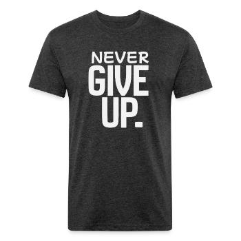 never give up - Unisex Poly/Cotton T-Shirt - heather black - Front - Jose (178cm)