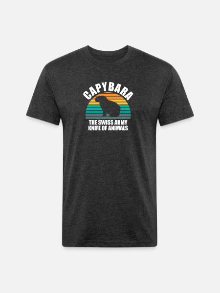 Capybara zoo animal design - Unisex Poly/Cotton T-Shirt - heather black