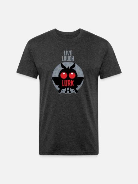 Live Laugh Lurk Mothman Cryptid - Unisex Poly/Cotton T-Shirt - heather black
