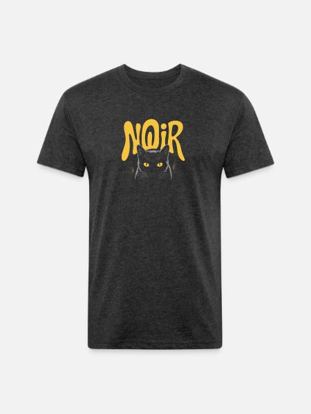 Noir Cat Glow Logo - Unisex Poly/Cotton T-Shirt - heather black