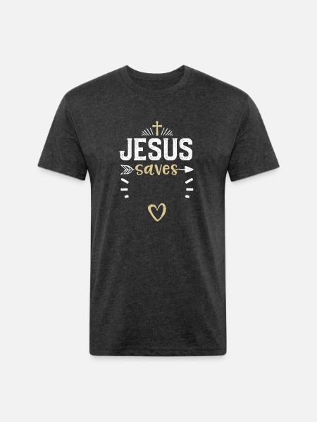 Jesus Saves - Jesus - Unisex Poly/Cotton T-Shirt - heather black