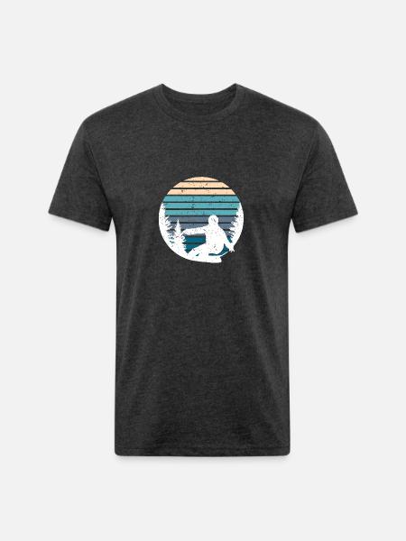 Pine Tree & Snowboard Art - Unisex Poly/Cotton T-Shirt - heather black
