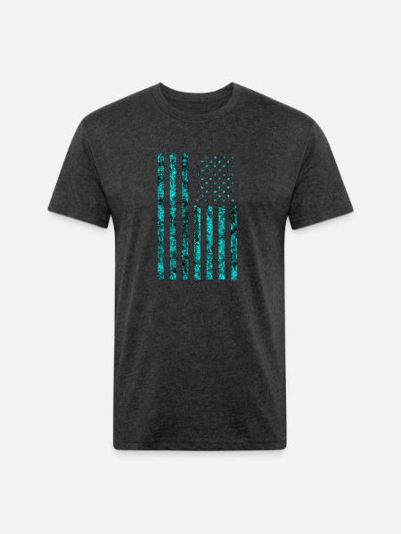Cyan usa flag - Unisex Poly/Cotton T-Shirt - heather black