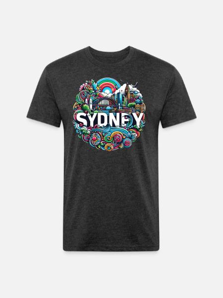 Sydney Illustration - Unisex Poly/Cotton T-Shirt - heather black