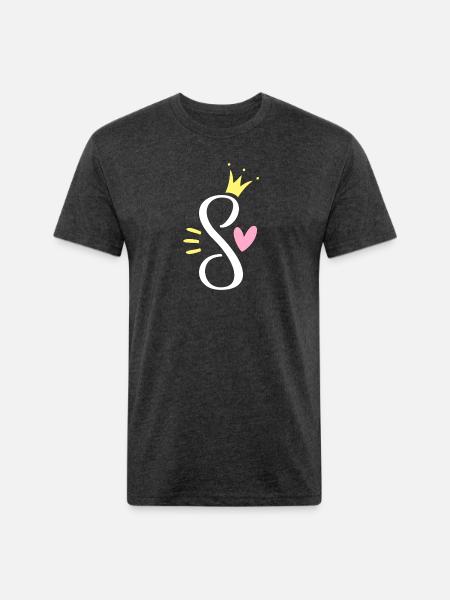 Letter S Princess Crown - Unisex Poly/Cotton T-Shirt - heather black