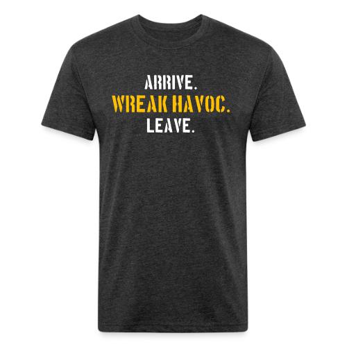 Arrive. Wreak Havoc. Leave - Unisex Poly/Cotton T-Shirt