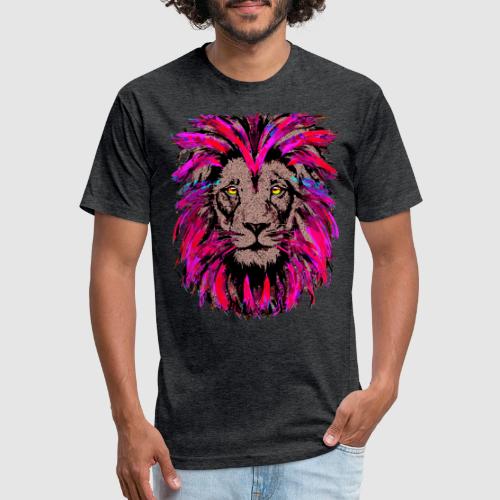 Purple Lion Head - Pink Lion Face Drawing - Unisex Poly/Cotton T-Shirt