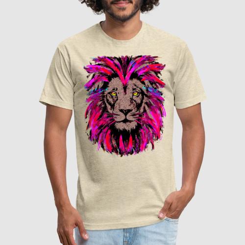 Purple Lion Head - Pink Lion Face Drawing - Unisex Poly/Cotton T-Shirt