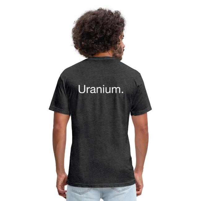 Uranium. Double-sided design. White text.