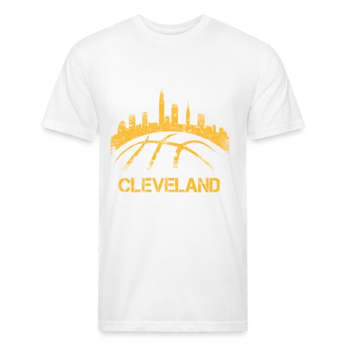 Cleveland Basketball Skyline - Fitted Cotton/Poly T-Shirt by Next Level