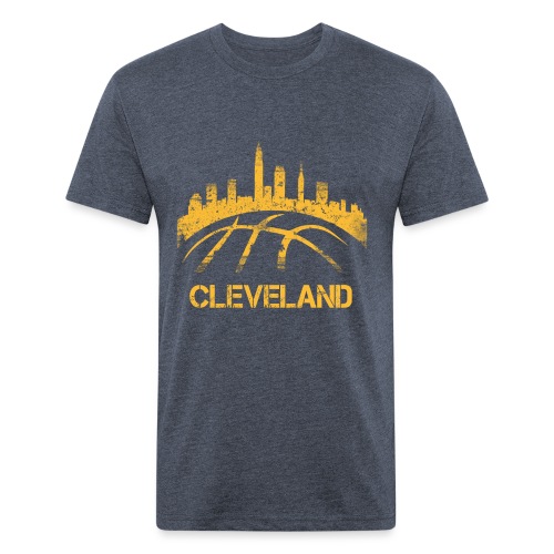 Cleveland Basketball Skyline - Fitted Cotton/Poly T-Shirt by Next Level