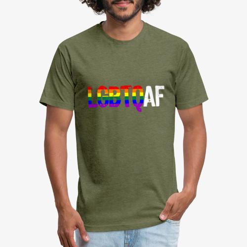 LGBTQ AF LGBTQ as Fuck Rainbow Pride Flag - Fitted Cotton/Poly T-Shirt by Next Level