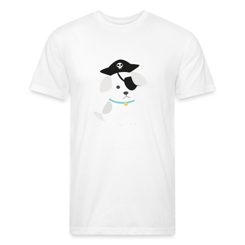 Dog with a pirate eye patch doing Vision Therapy! - Fitted Cotton/Poly T-Shirt by Next Level