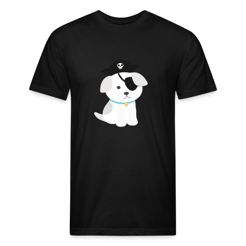 Dog with a pirate eye patch doing Vision Therapy! - Fitted Cotton/Poly T-Shirt by Next Level