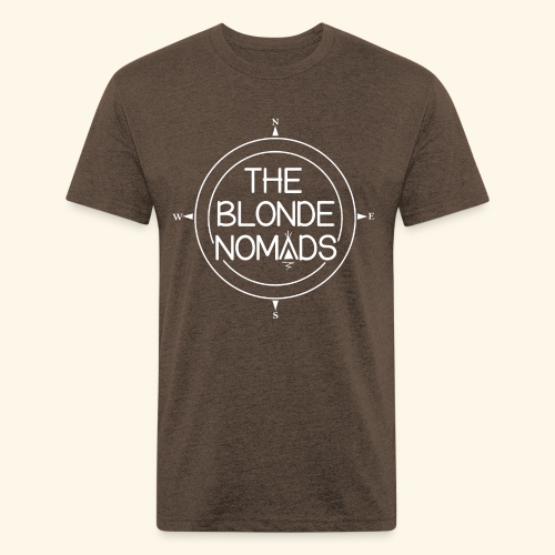 The Blonde Nomads logo WHITE - Men’s Fitted Poly/Cotton T-Shirt