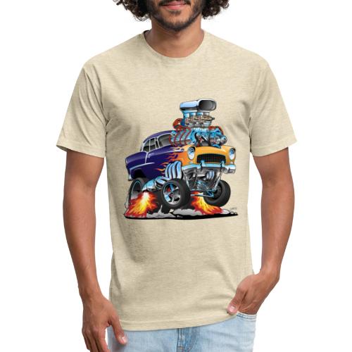 Classic Fifties Hot Rod Muscle Car Cartoon - Men’s Fitted Poly/Cotton T-Shirt