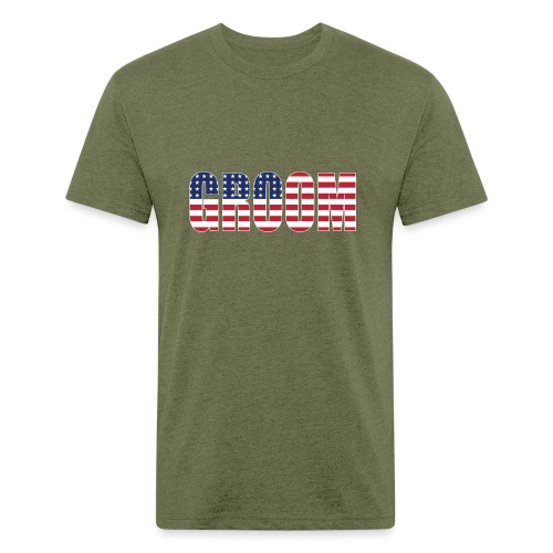 Groom US Flag - Men’s Fitted Poly/Cotton T-Shirt