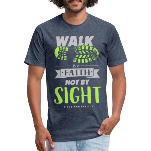 Walk by Faith Not by Sight - Lime & Gray - Unisex Poly/Cotton T-Shirt