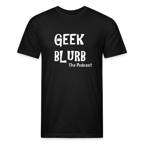 Geek Blurb (Transparent, White Logo) - Men’s Fitted Poly/Cotton T-Shirt