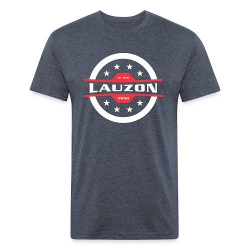 White on Black Lauzon MMA Logo w No Words - Men’s Fitted Poly/Cotton T-Shirt