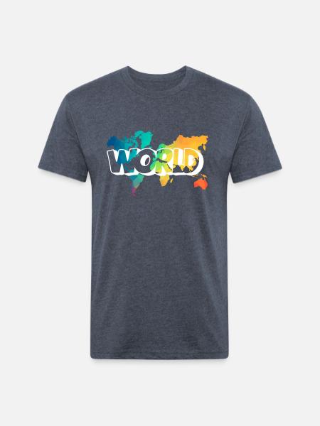 WORLD - Unisex Poly/Cotton T-Shirt - heather navy