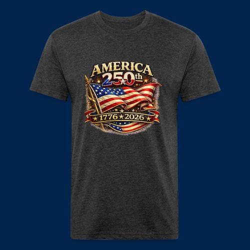 American Flag 250th Anniversary Design | USA - Men’s Fitted Poly/Cotton T-Shirt