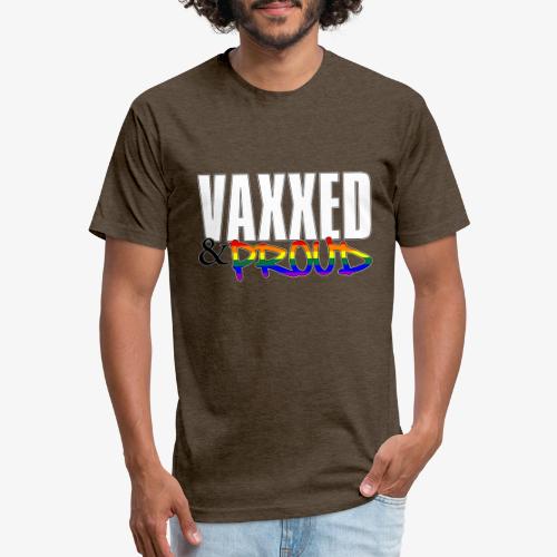 Vaxxed & Proud LGBTQ Pride Flag - Men’s Fitted Poly/Cotton T-Shirt